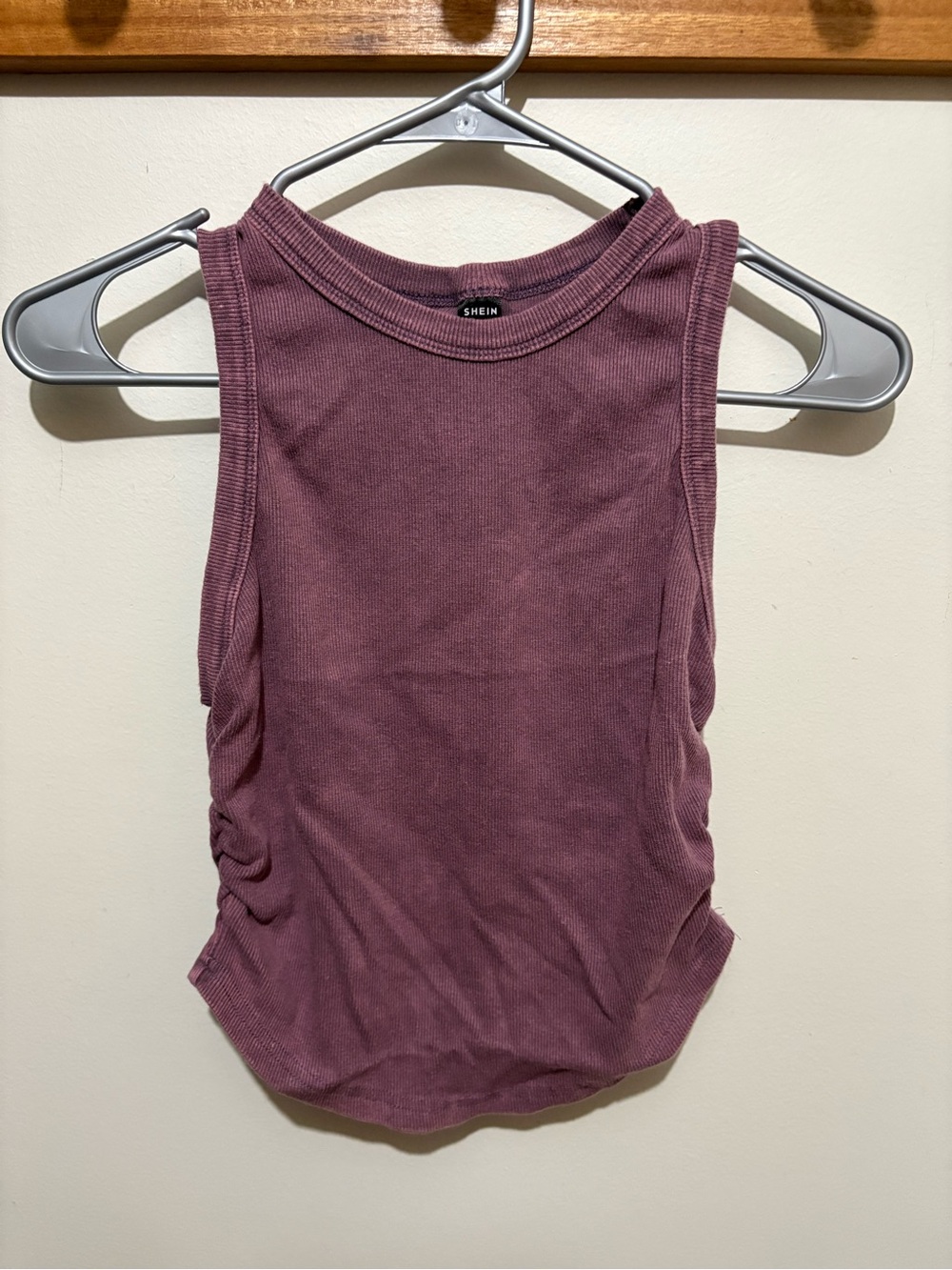 SHEIN size M Mauve Ribbed Tank with Side Ruching